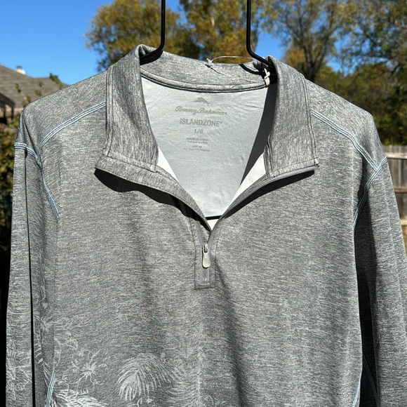 NWOT Tommy Bahama Gray Island Zone Half Zip Pullover L UPF 30